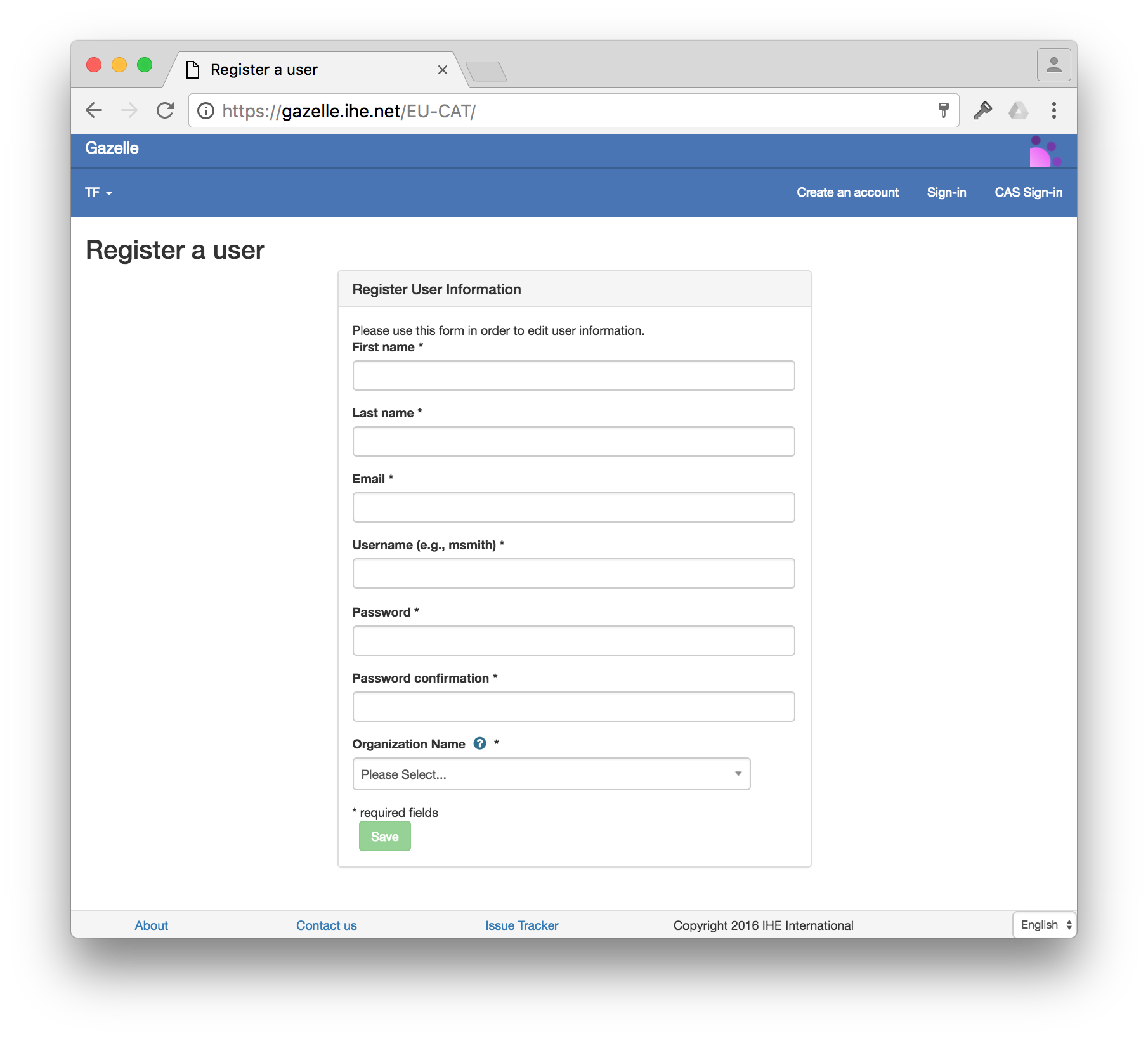 Registration of a user